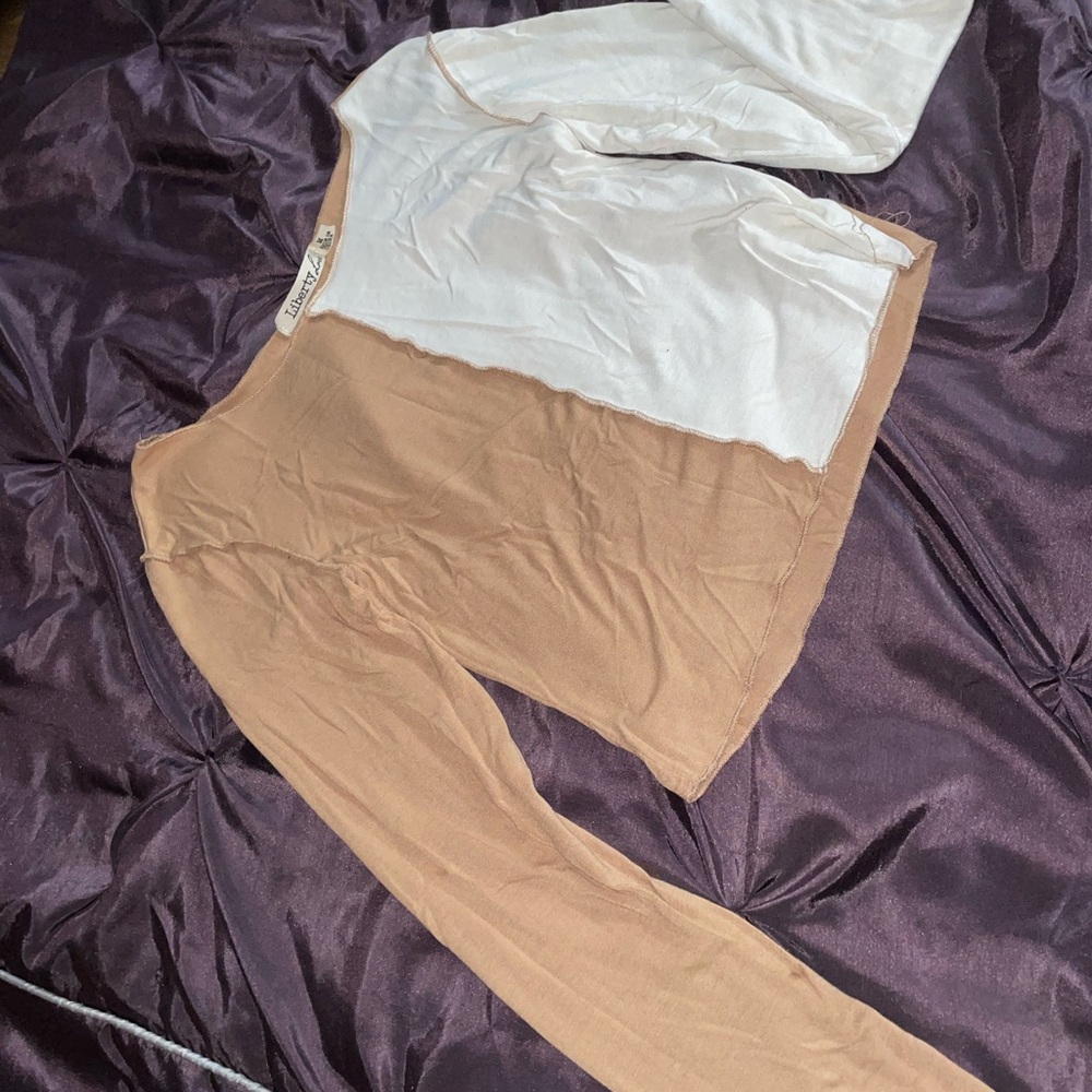 Liberty Love White and Tan Crop Top